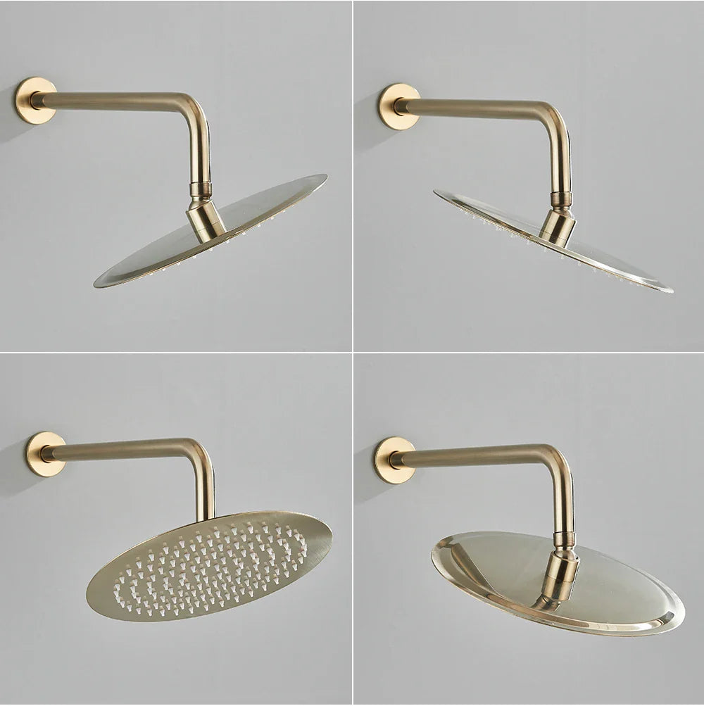 Brushed Gold Shower Faucet Embedded In 2 Ways Shower Mixers Wall Mounted Rainfall Bathroom Shower Tap Stainless Steel Head