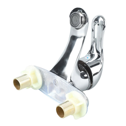 2 Hole Bathroom Sink Faucet Bathroom Sink Faucet Zinc Alloy 2 Hole Single Handle Hot and Cold Water Mixer Tap for Home Hotel