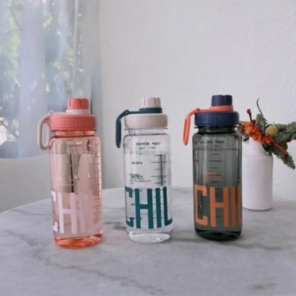 0.6L/0.8L/1L Large Capacity Water Bottles Leak Proof Lightweight Clear Drink Bottle with Handle Strap Plastic Sports Shaker Cup