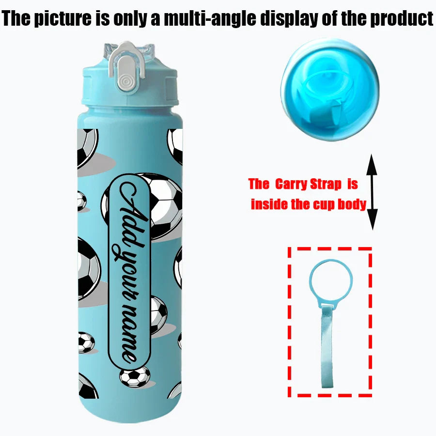 1 customized 25-ounce football-themed water bottle with personalized name and leak-proof design. This sports cup is for family a