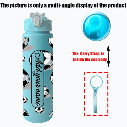 1 customized 25-ounce football-themed water bottle with personalized name and leak-proof design. This sports cup is for family a