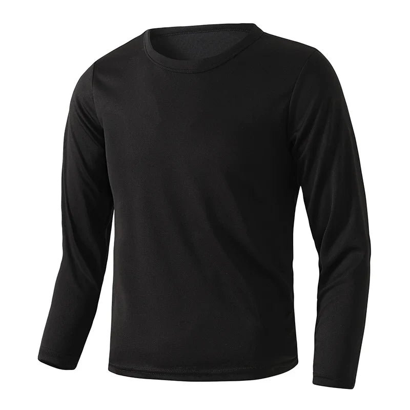 1/5 Set Of 2026 Spring/Summer New Item Youth Solid Color Sports Quick Drying Long Sleeved Casual T-shirt For 13-16 Year Old Boys