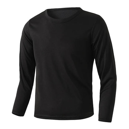 1/5 Set Of 2026 Spring/Summer New Item Youth Solid Color Sports Quick Drying Long Sleeved Casual T-shirt For 13-16 Year Old Boys