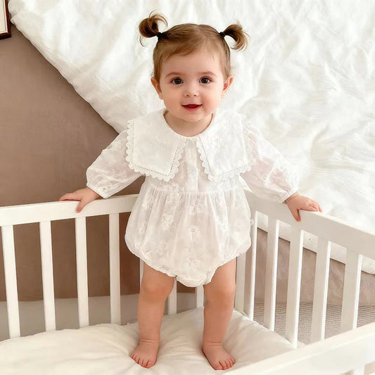 0-24M New Infant Baby Girls Jumpsuit Baby Romper Girls Embroidery Clothing Spring Cotton Long Sleeve Toddler Baby Girl Romper