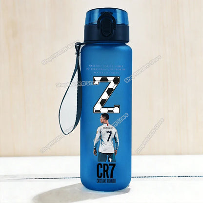 650ml CR7 Ronaldo Water Bottle Soccer Star Letter A-Z Children Outdoor Drink Bottle School Kids Straw Cup Boy Girl Sport Jugs