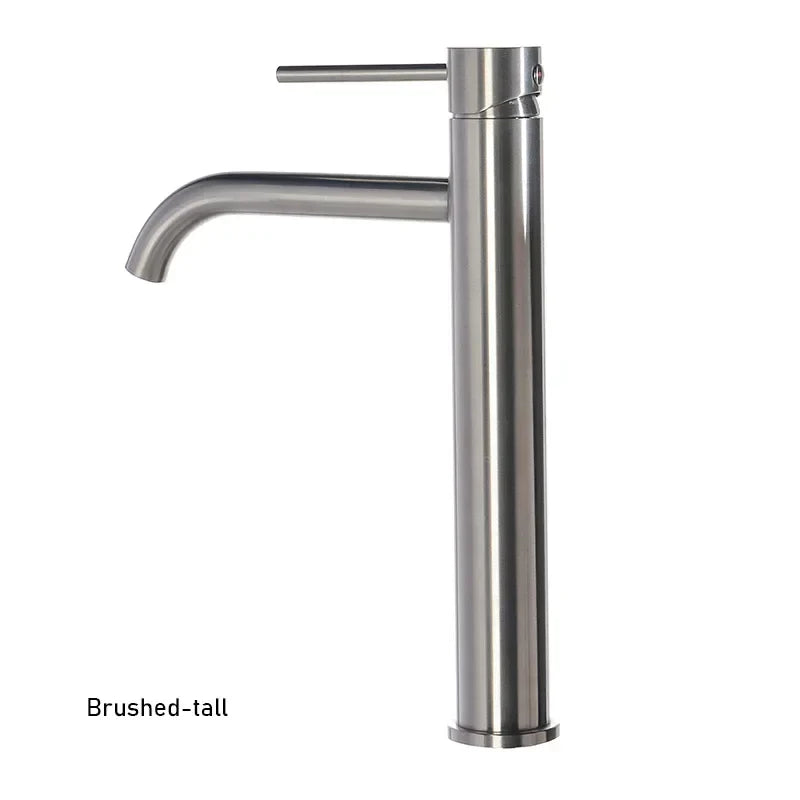 Brushed Gold Bathroom Basin Faucet Cold And Hot Mixer Water Tap Deck Mounted Single Hole & Handle Tall Style Brushed Rose Gold