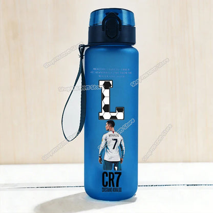 650ml CR7 Ronaldo Water Bottle Soccer Star Letter A-Z Children Outdoor Drink Bottle School Kids Straw Cup Boy Girl Sport Jugs