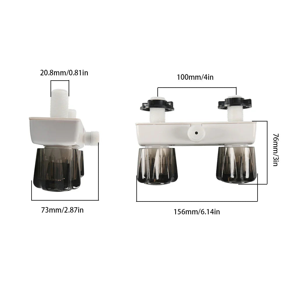 4 Inch RV Camper Faucet Mixing Valve Hot and Cold Bathroom Shower Switch with Water Supply Motorhome Travel Trailers B09JZGH72T