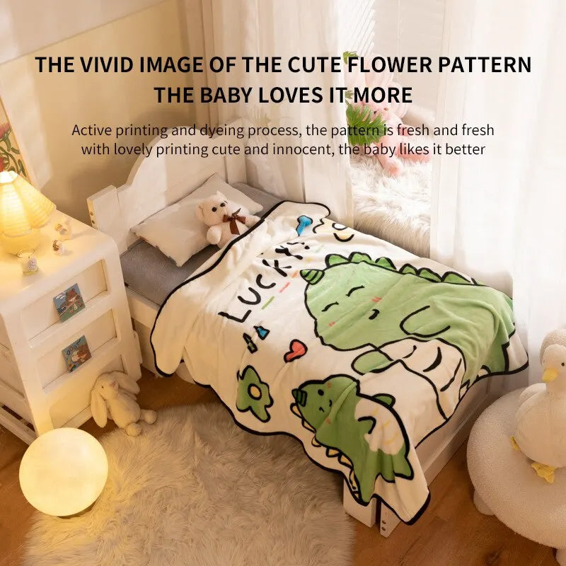 1 PCS Cartoon Dinosaur Pattern Blanket Summer Nap Baby Blanket Soft And Comfortable Fabric Air Conditioning Quilt 100*104CM