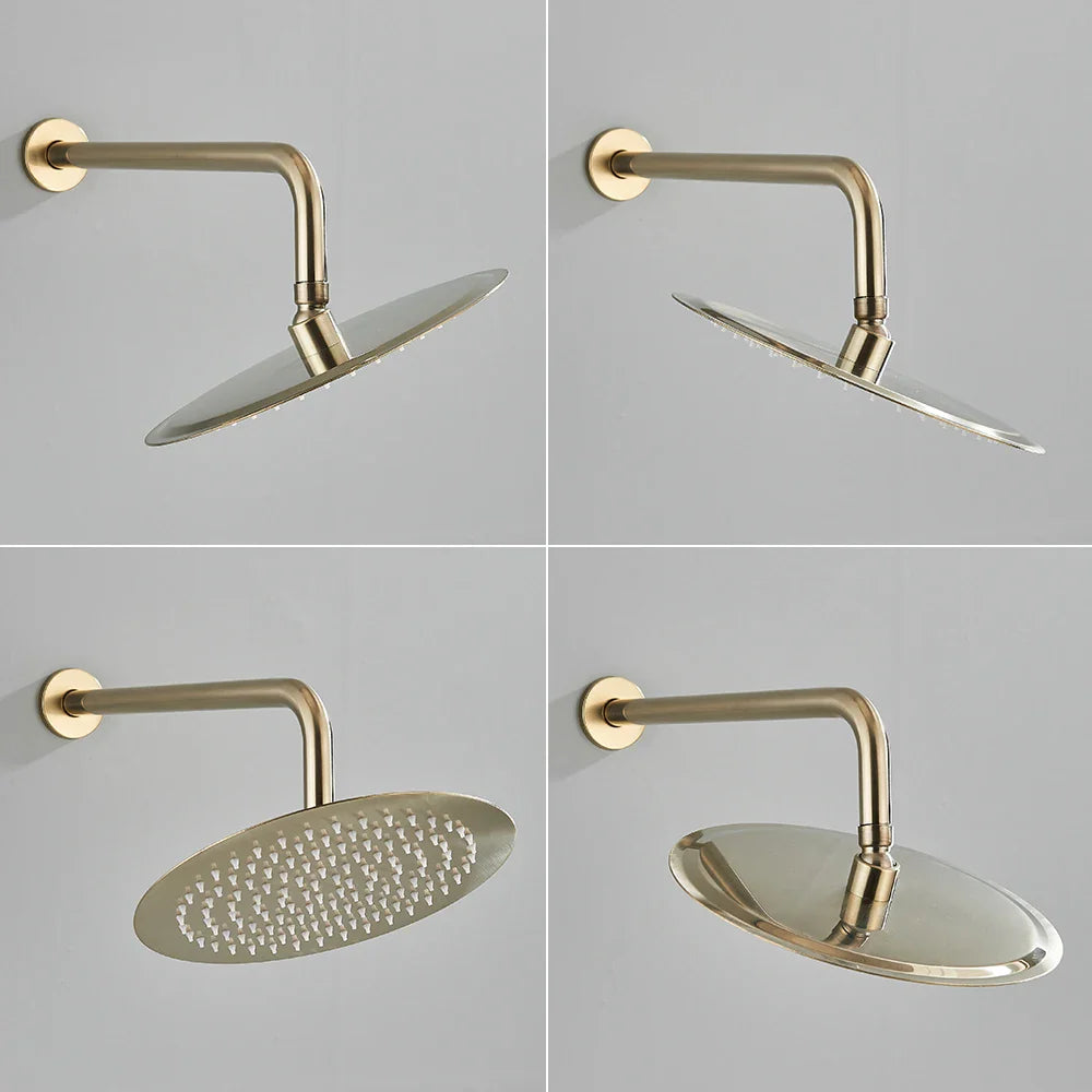 Brushed Gold Shower Faucet Embedded In 2 Ways Shower Mixers Wall Mounted Rainfall Bathroom Shower Tap Stainless Steel Head