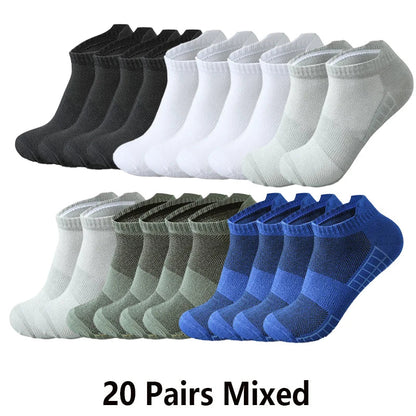 10/20 Pairs Ankle Socks Men Women Mesh Breathable Cotton Couple Student Ear thletic Sports Running Solid Color Boat Socks Summer