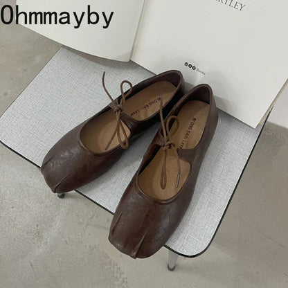 2026 Designer Spring Women Ballet Flats Casual Shallow Butterfly-knot Shoes Soft Sole Women's Elegant Leather Dress Shoes