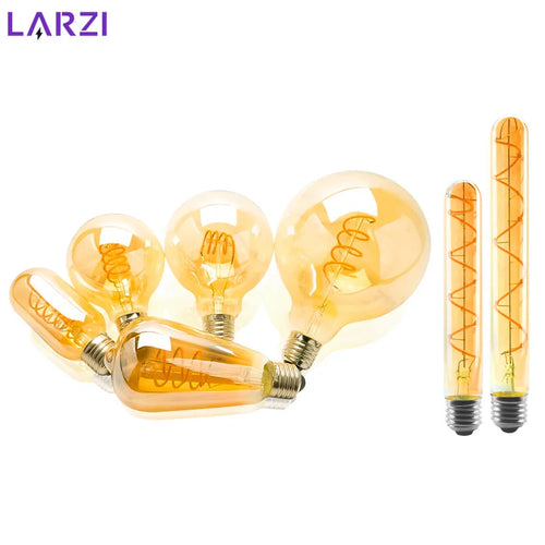 2-10pcs Retro LED Spiral Filament Light Bulb E14 E27 4W 220V Warm Yellow C35 A60 ST64 T185 T225 G80 G95 G125 Vintage Edison Lamp