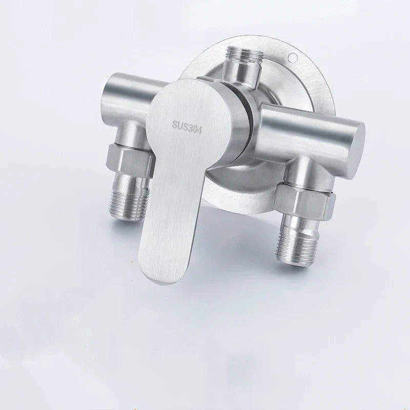 304 Stainless Steel Shower Faucet Mixer Valve Double Type Bathroom Shower Hot Cold Water Tap G1/2’ Bathtub Faucet