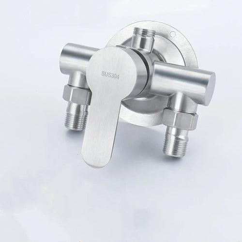 304 Stainless Steel Shower Faucet Mixer Valve Double Type Bathroom Shower Hot Cold Water Tap G1/2’ Bathtub Faucet