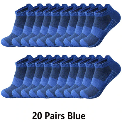 10/20 Pairs Ankle Socks Men Women Mesh Breathable Cotton Couple Student Ear thletic Sports Running Solid Color Boat Socks Summer