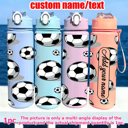 1 customized 25-ounce football-themed water bottle with personalized name and leak-proof design. This sports cup is for family a
