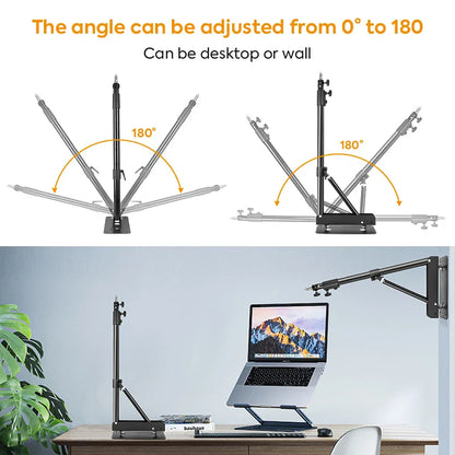 137/175cm Photography Heavy Flexible Ring Light Wall Mount Ceiling Triangle Boom Arm Studio Strobe Lights,Softbox Support Stand