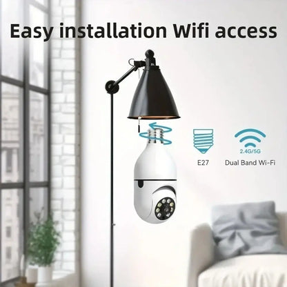 360 Degree Light Bulb Security Camera Full Color Night Vision 5GHz WiFi Surveillance Camera Automatic Human Tracking