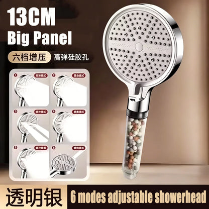 5 Modes High Pressure Shower Head Anti Limestone Filter Hygienic Remove Calcario Shower with Holder and Hose Bath Accessories