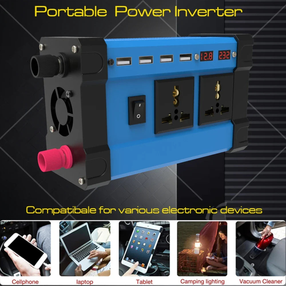 500W Power Inverter 12V to 220V 60HZ with 18W Solar Panel 30A Controller Modified Sine Wave Voltage Transformer Universal Socket