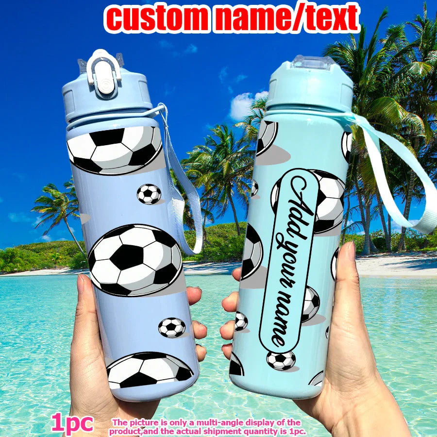 1 customized 25-ounce football-themed water bottle with personalized name and leak-proof design. This sports cup is for family a
