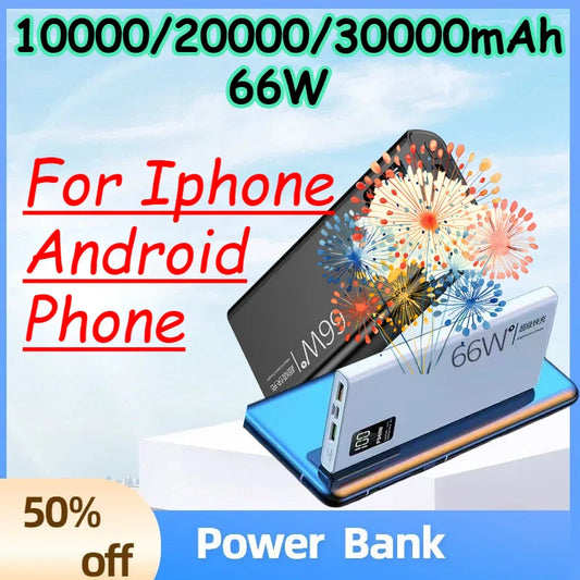 (CCC)66W 10000/20000/30000mAh Fast Charging and Large Capacity POWER BANK for Iphone Android Phone Powerbank