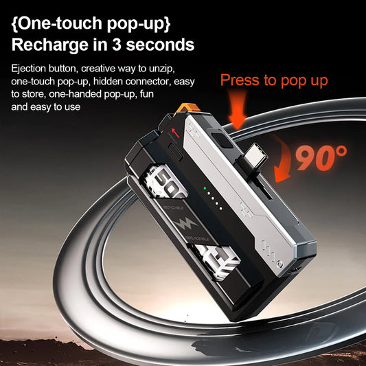 10000mah power bank with replaceable battery fast charging power bank with cable detachable mecha style mobile power bank