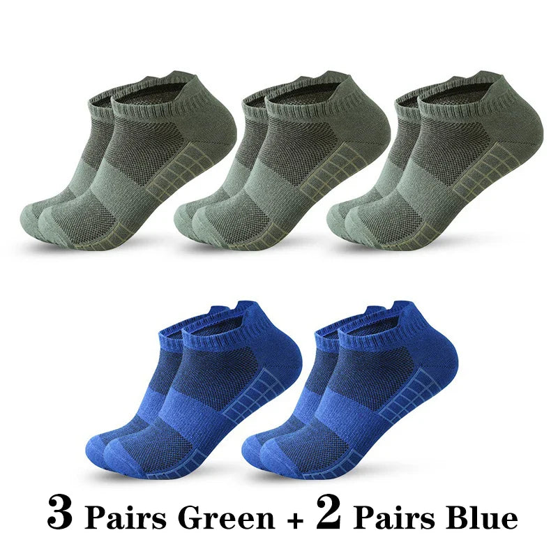 5 Pairs Short Socks Men Sports Running Socks Man Athletic Fitness Comfortable Mesh Casual Breathable Ankle Socks Black EU 38-45