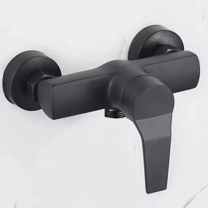 Black Wall-Mounted Shower Mixer Faucet - Single Handle Hot/Cold Water Control Valve for Household Bathroom Accessories