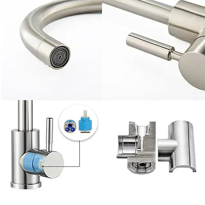 304 Stainless Steel Kitchen Faucet  Hot and Cold Water Mixer  360 degree rotation Basin installation Comes with 60cm hose