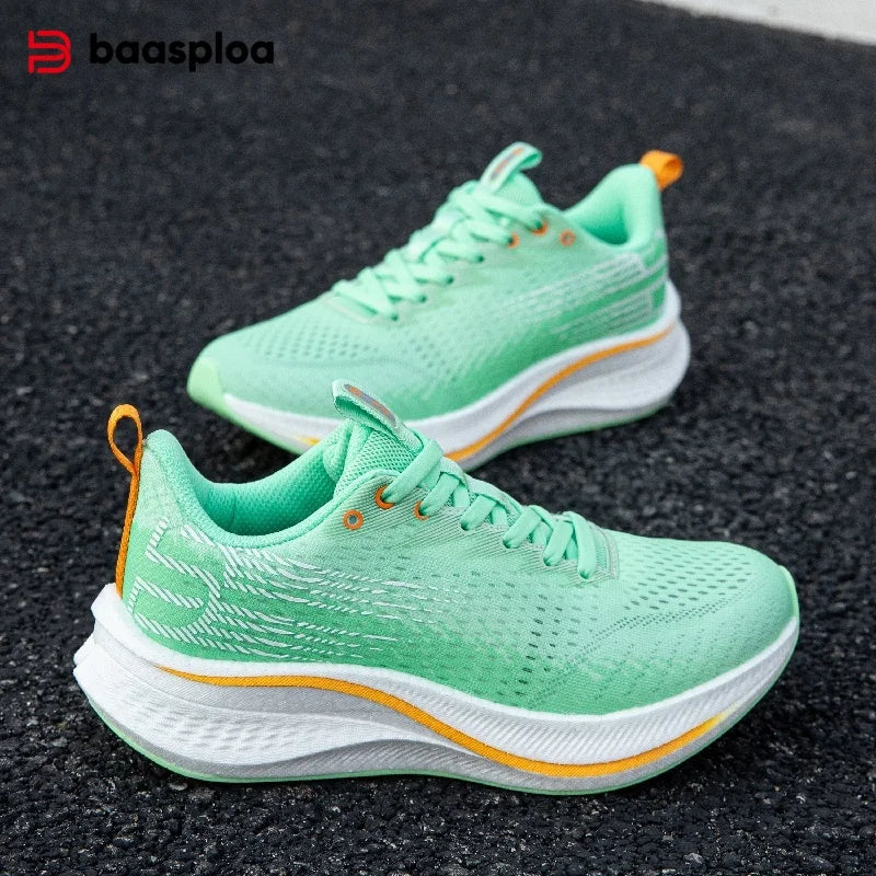 Baasploa New Running Shoes Women Lightweight Breathable Non-slip Sneakers Female Outdoor Carbon Plate Professional Sports Shoes