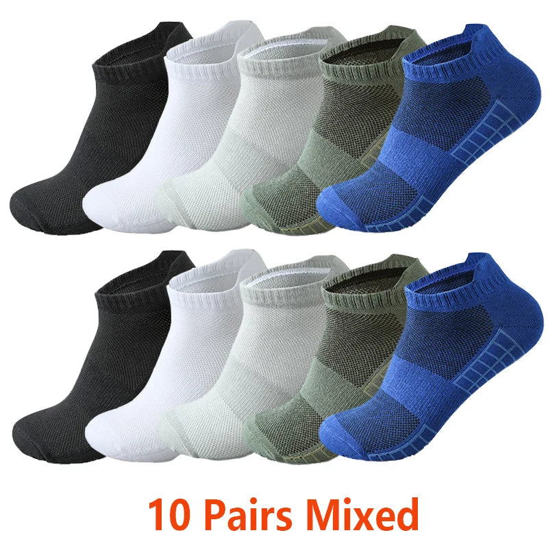 10/20 Pairs Ankle Socks Men Women Mesh Breathable Cotton Couple Student Ear thletic Sports Running Solid Color Boat Socks Summer