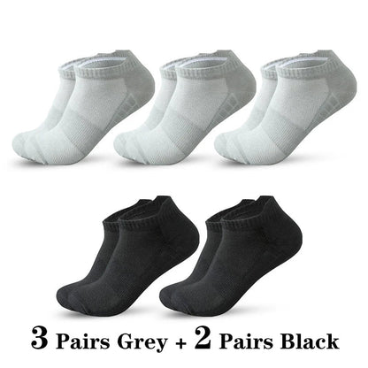 5 Pairs Short Socks Men Sports Running Socks Man Athletic Fitness Comfortable Mesh Casual Breathable Ankle Socks Black EU 38-45