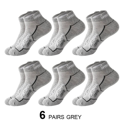6 Pairs/Lot Spring Summer Men's Sports Running Socks Protective Ankle Socks Thin Breathable Deodorant Fitness Short Socks 38-44