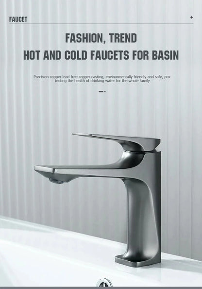 Brass Core Modern Bathroom Sink Faucet Single Handle Deck Mounted Wash Basin Water Tap Hot And Cold Mixer