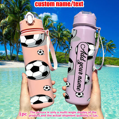 1 customized 25-ounce football-themed water bottle with personalized name and leak-proof design. This sports cup is for family a