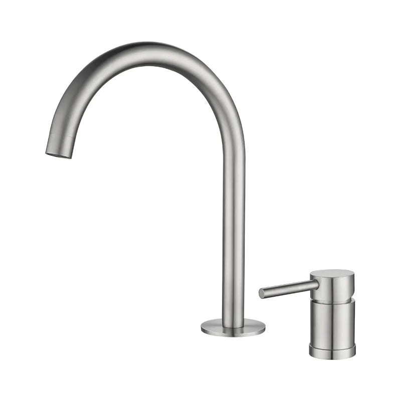 304 Stainless Steel Widespread Bathroom Basin Faucet Hot and Cold Mixed Water Wash Basin Faucet Deck Mounted Nickel /Black