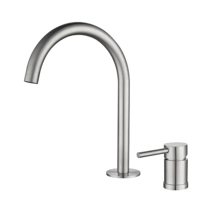 304 Stainless Steel Widespread Bathroom Basin Faucet Hot and Cold Mixed Water Wash Basin Faucet Deck Mounted Nickel /Black