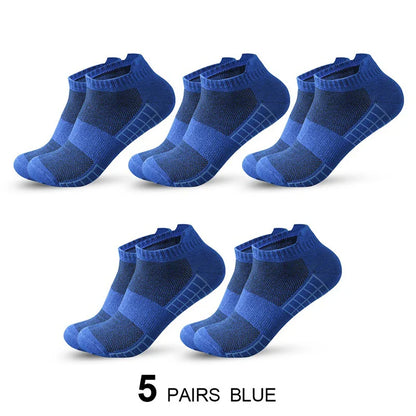 5 Pairs Short Socks Men Sports Running Socks Man Athletic Fitness Comfortable Mesh Casual Breathable Ankle Socks Black EU 38-45