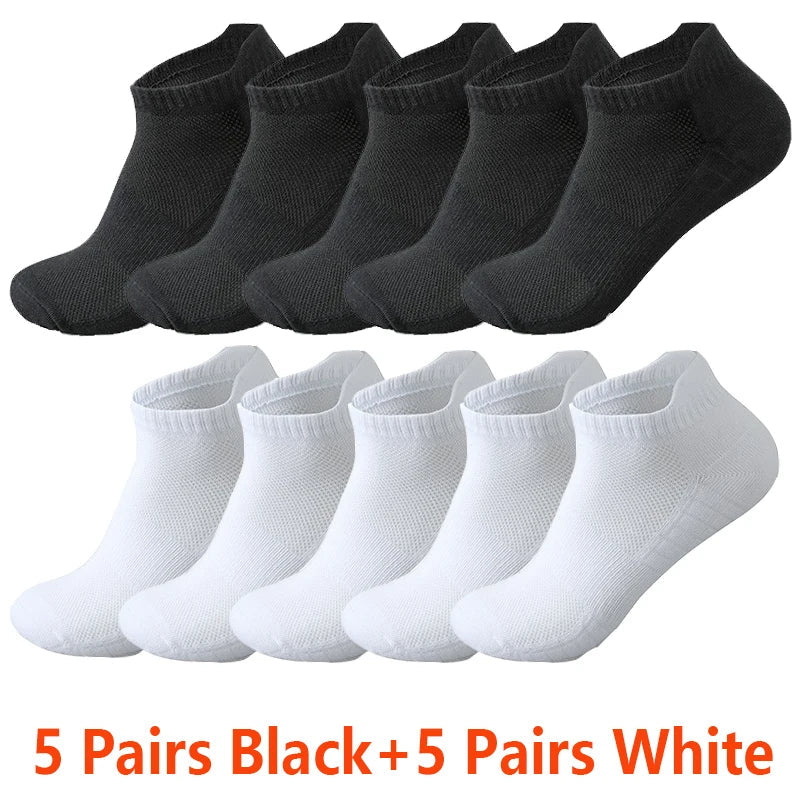 10/20 Pairs Ankle Socks Men Women Mesh Breathable Cotton Couple Student Ear thletic Sports Running Solid Color Boat Socks Summer