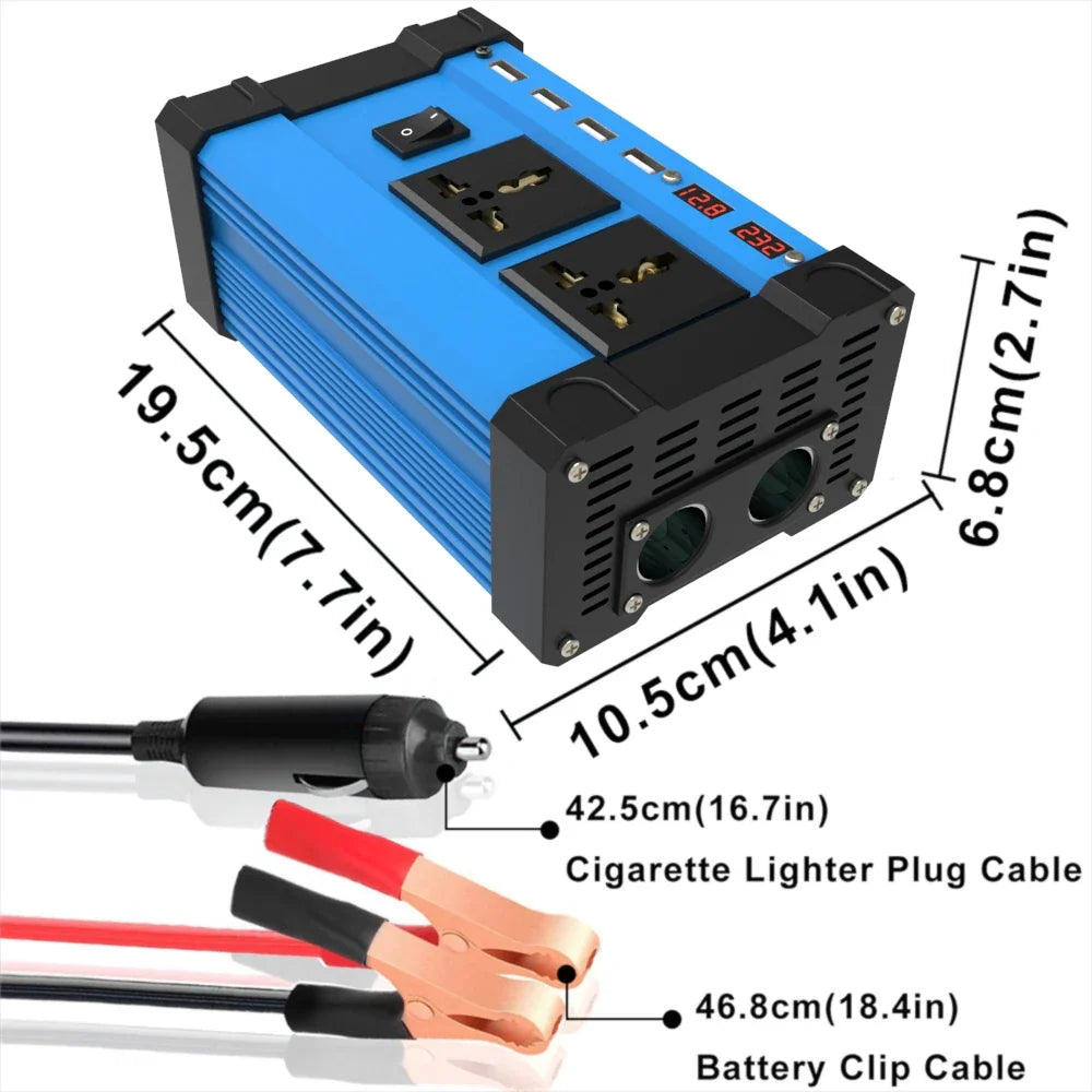 500W Power Inverter 12V to 220V 60HZ with 18W Solar Panel 30A Controller Modified Sine Wave Voltage Transformer Universal Socket