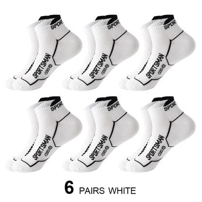 6 Pairs/Lot Spring Summer Men's Sports Running Socks Protective Ankle Socks Thin Breathable Deodorant Fitness Short Socks 38-44