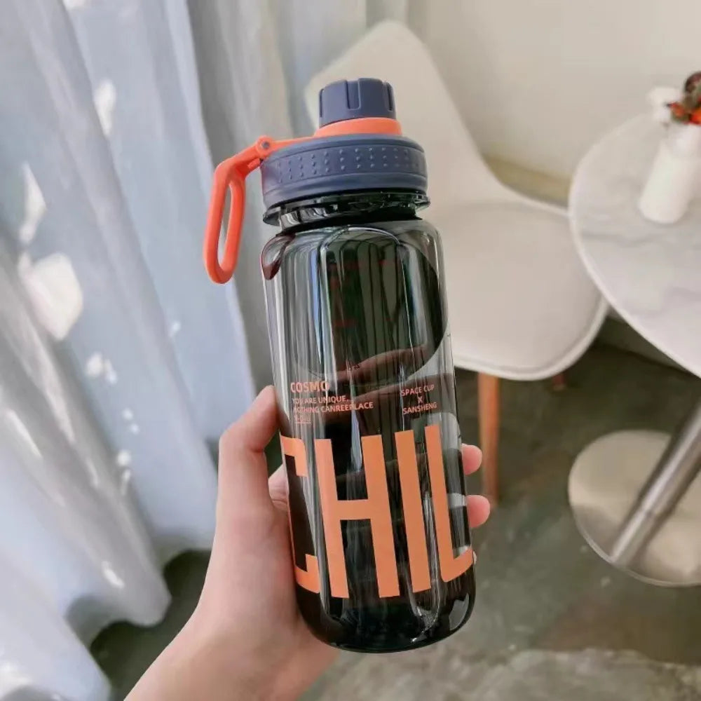 0.6L/0.8L/1L Large Capacity Water Bottles Leak Proof Lightweight Clear Drink Bottle with Handle Strap Plastic Sports Shaker Cup