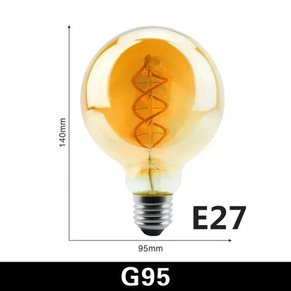 2-10pcs Retro LED Spiral Filament Light Bulb E14 E27 4W 220V Warm Yellow C35 A60 ST64 T185 T225 G80 G95 G125 Vintage Edison Lamp