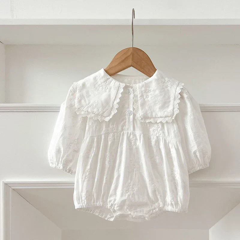 0-24M New Infant Baby Girls Jumpsuit Baby Romper Girls Embroidery Clothing Spring Cotton Long Sleeve Toddler Baby Girl Romper