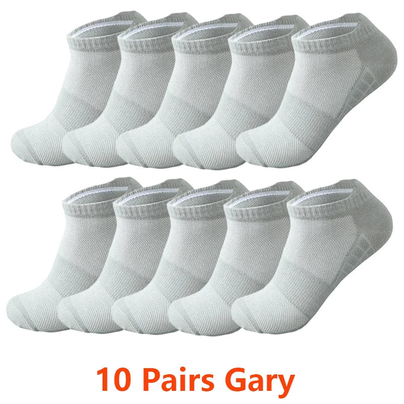 10/20 Pairs Ankle Socks Men Women Mesh Breathable Cotton Couple Student Ear thletic Sports Running Solid Color Boat Socks Summer