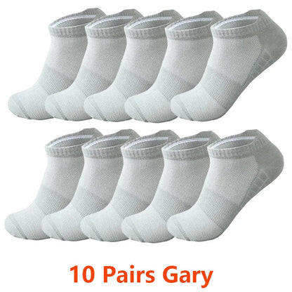 10/20 Pairs Ankle Socks Men Women Mesh Breathable Cotton Couple Student Ear thletic Sports Running Solid Color Boat Socks Summer