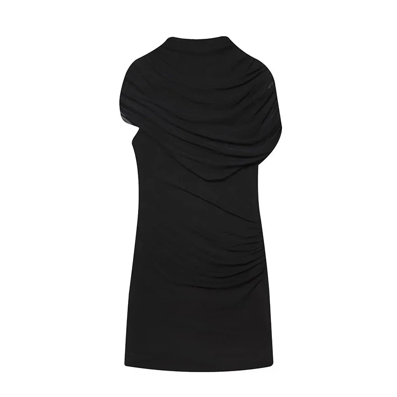 Chic Sequin Solid Dress Women Sexy O-neck Sleeveless Pleated Waist-cinched Empire Dresses Elegant Party Spring Lady Gown 2026
