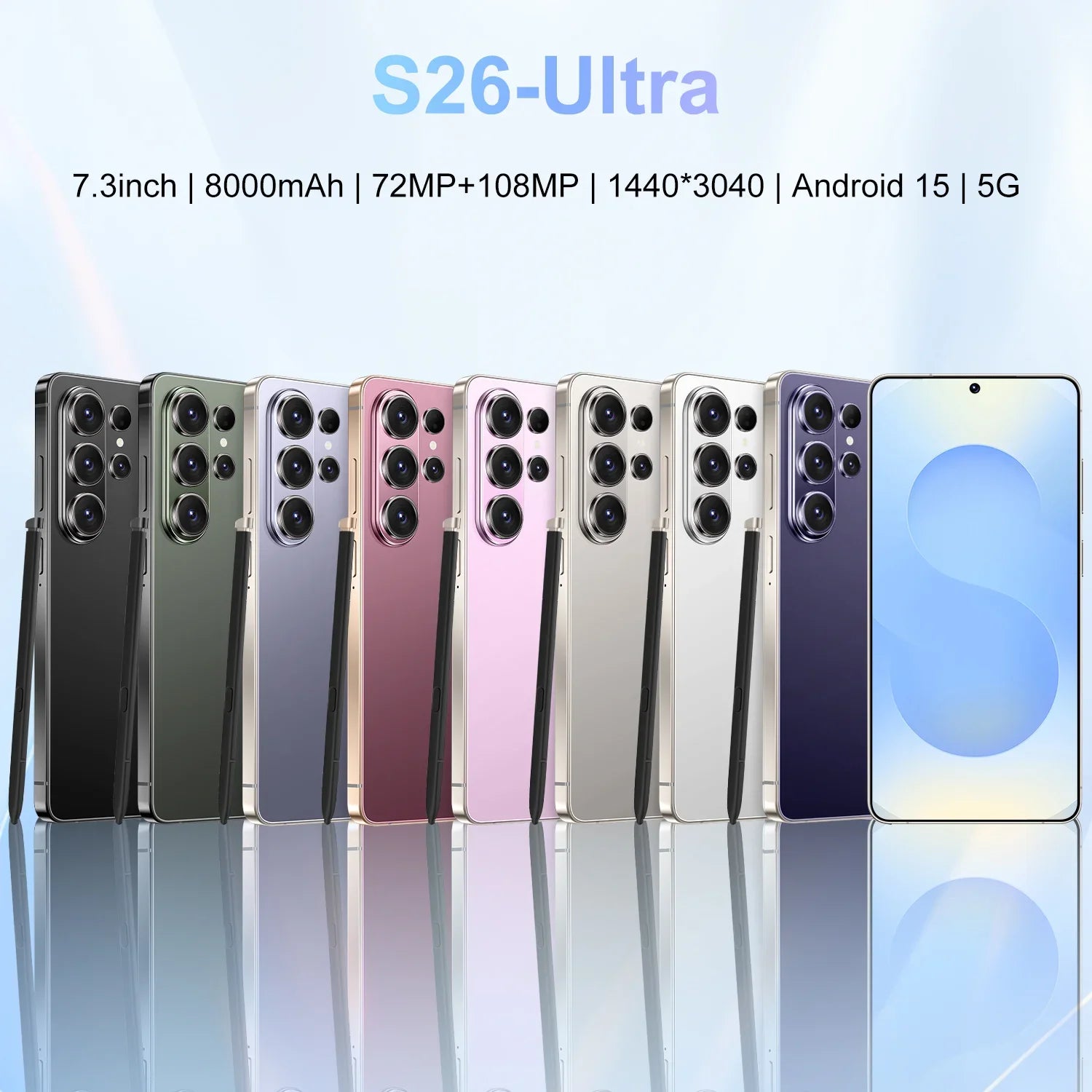 2026 NEW Global Version S26 Ultra 4G 5G Dual Card Dual Standby System Original Intelligent 7.3inch 8000mAh Battery Arrival